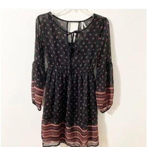 Mudd Sheer Boho Dress Slip Underlay Puffed Sleeves